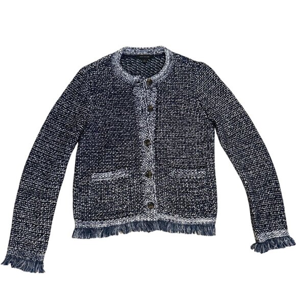 Women's Black and White Tweed Sweater - Picture 8 of 12